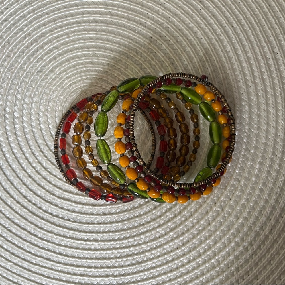 Colorful Multi-Strand Beaded Coil Wrap Bracelet